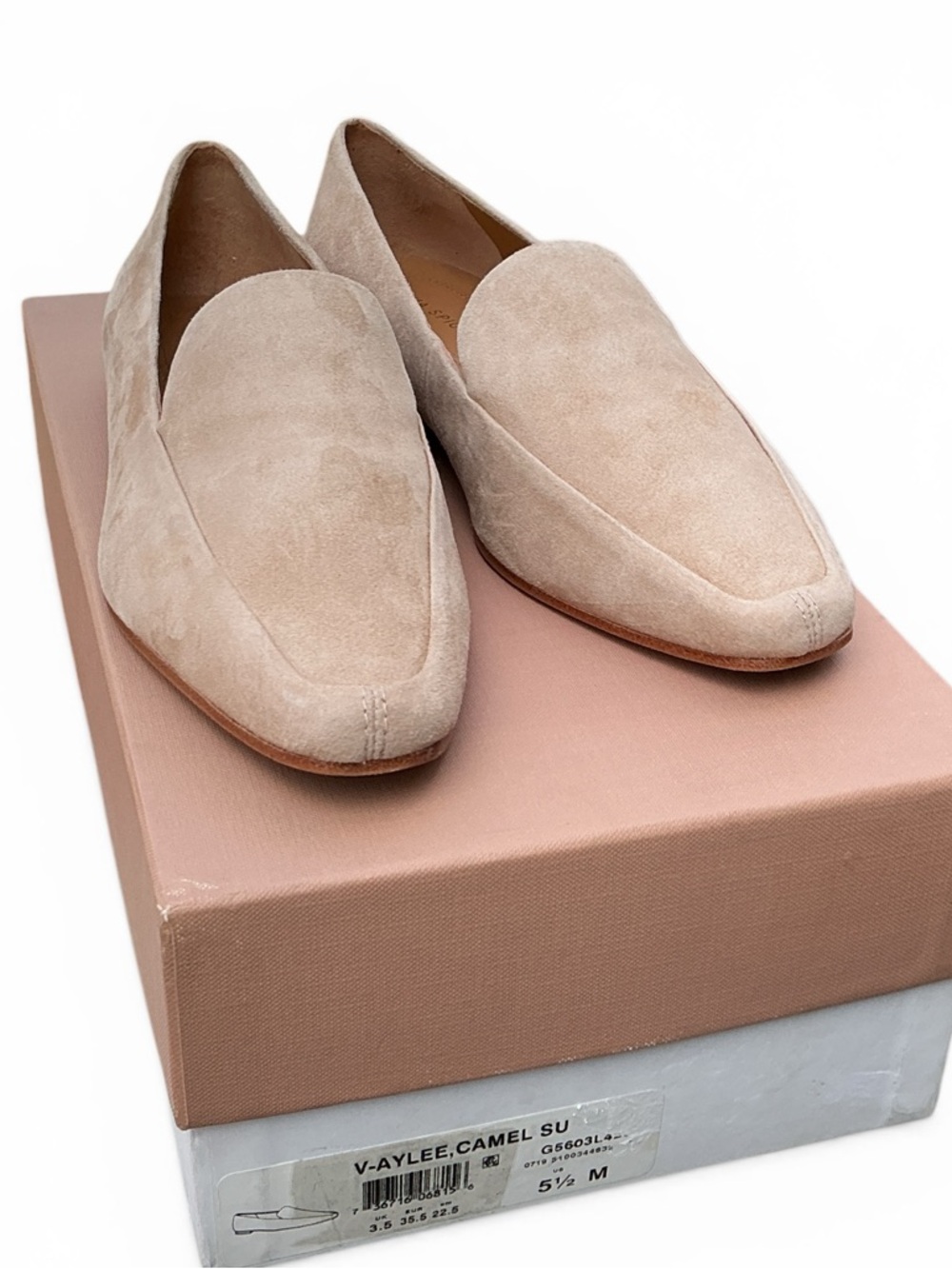 Via Spiga Flats Women's Slip On Aylee Suede Loafers - Beige Camel NIB Dust Bag